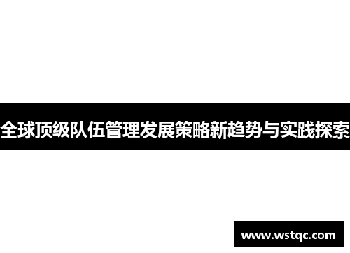 全球顶级队伍管理发展策略新趋势与实践探索